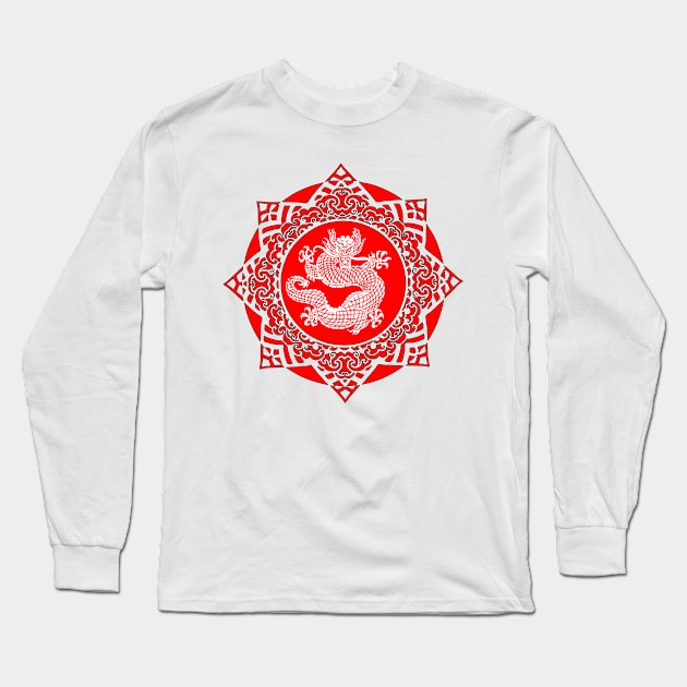 White Dragon Star Long Sleeve T-Shirt by Nuletto